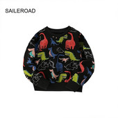 SAILEROAD Pavasara jauni zēni 2–7 gadi Apģērbi Kokvilnas Virsdrēbes Karikatūra Dinozauri Bērnu Topi Meitenēm Bērniem Mazu bērnu kapucis Džemperi