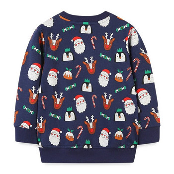 Нови коледни дрехи Пуловер Момчета Момичета Суичъри Детски суичъри с принт на Дядо Коледа Есенни суичъри с дълъг ръкав Детски суичъри