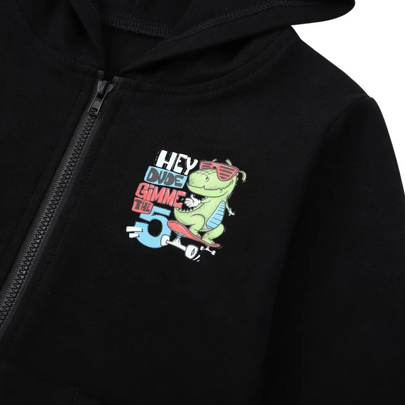 Laste poiste dinosauruste jope sügiseks pikkade varrukatega ja kapuutsiga, soe ja stiilne sügisene laste kampsun 1-6 aastat