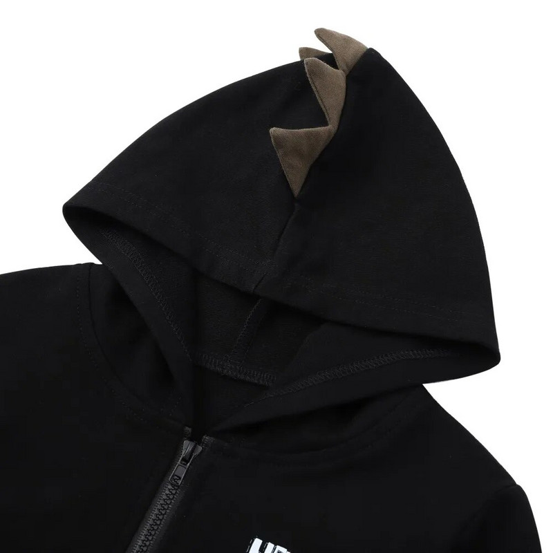 Laste poiste dinosauruste jope sügiseks pikkade varrukatega ja kapuutsiga, soe ja stiilne sügisene laste kampsun 1-6 aastat