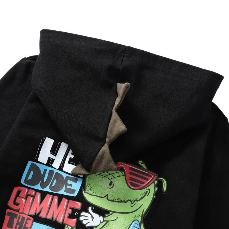 Laste poiste dinosauruste jope sügiseks pikkade varrukatega ja kapuutsiga, soe ja stiilne sügisene laste kampsun 1-6 aastat