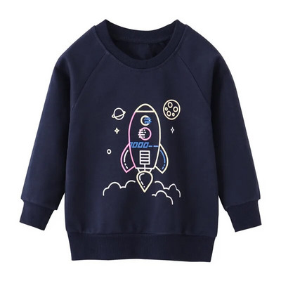 Lēcamie metri Zēnu sporta krekli ar automašīnu izšuvumu Kokvilna bērnu apģērbi rudens pavasara modes mazuļu tērpi ar kapuci