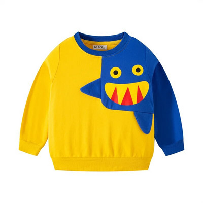 Karikatūra Dinozaurs Mazulis Rudens Zēnu Džemperi Bērnu Kapuči Apģērbi 2–7 gadi Rudens bērni ar garām piedurknēm Sporta krekli Kokvilnas topi