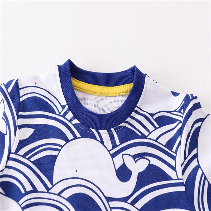 Lēcieni Metri Jaunums Rudens Zēni Meiteņu Džemperi Kokvilnas Vaļu Druka Karsti Pārdod Bērnu Apģērbi Garās Piedurknes Sporta Krekli