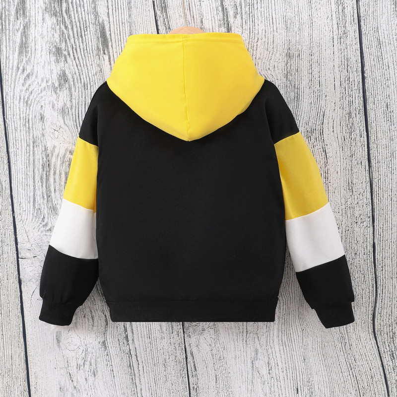 2023. gada rudens zēnu tops ar garām piedurknēm, kontrastains ar kapuci, ikdienas modes kokvilnas ziemas bērnu apģērbs 6 7 8 9 10 gadi