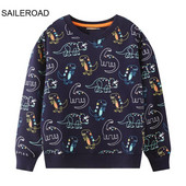 SAILEROAD 2022 Φθινόπωρο για αγόρια 2-7 ετών Ρούχα βαμβακερά εξωτερικά ενδύματα κινουμένων σχεδίων Dinosaur Baby μπλουζάκια Παιδικά μπλουζάκια με κουκούλα για νήπια