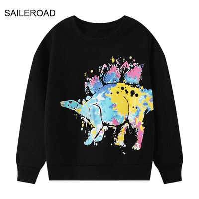 SAILEROAD 2022 Φθινόπωρο για αγόρια 2-7 ετών Ρούχα βαμβακερά εξωτερικά ενδύματα κινουμένων σχεδίων Dinosaur Baby μπλουζάκια Παιδικά μπλουζάκια με κουκούλα για νήπια