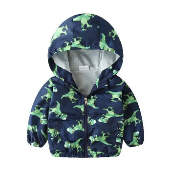 TUONXYE 2-7 години есенно детско яке, детско палто с качулка, връхни дрехи за момчета, пролетна ветровка, малко дете, сладък динозавър