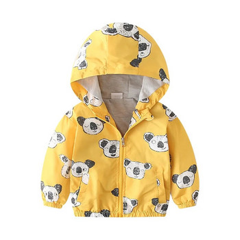 TUONXYE 2-7 ετών Φθινοπωρινό παιδικό μπουφάν Παιδικό παλτό με κουκούλα για αγόρια Εξωτερικά ρούχα Ανοιξιάτικο αντιανεμικό μικρό παιδί Χαριτωμένος δεινόσαυρος