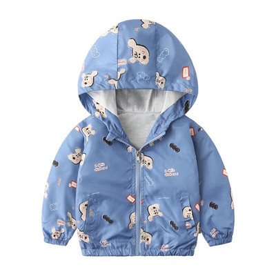 TUONXYE 2-7 metų rudens vaikiška striukė vaikams su gobtuvu paltas berniukams viršutiniai drabužiai vasariniai vėjo striukė mažyliui mielas dinozauras