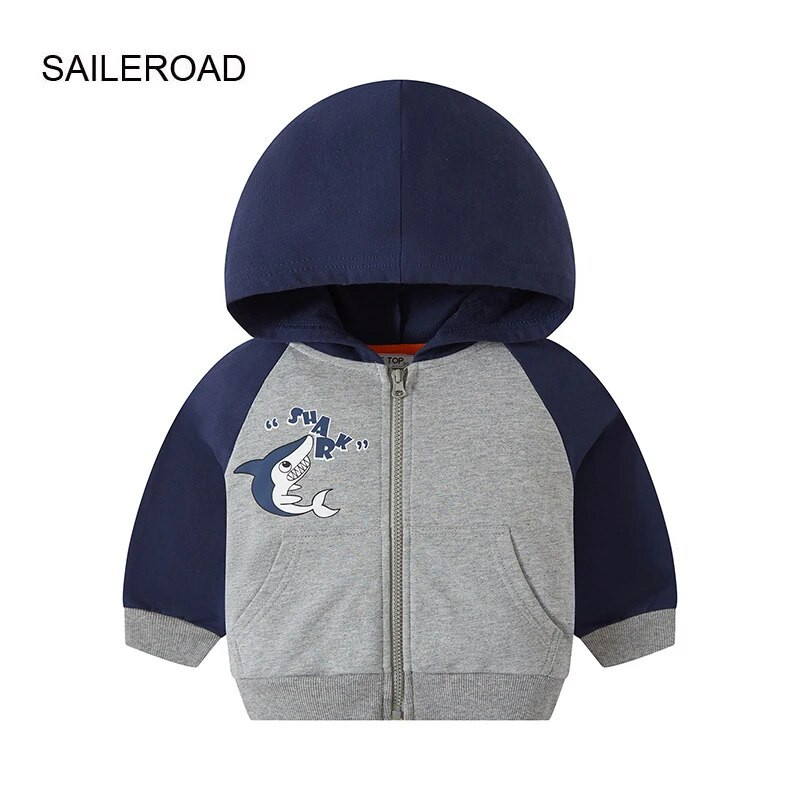 SAILEROAD 2023 Naujasis ruduo 2–7 m. Drabužiai Medvilniniai Viršutiniai drabužiai Animaciniai filmai Rykliai Kūdikiai Berniukai Viršutiniai vaikams Mažylių megztiniai