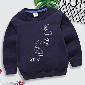 Дрехи за бебешки момчета ДНК пиано щампа Детски качулки Пролет Есен Harajuku Суичъри Смешно горнище с дълъг ръкав Моден пуловер за момичета