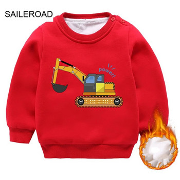 SAILEROAD 2022 Νέα φθινοπωρινά ρούχα για αγόρια Βαμβακερά εξωτερικά ενδύματα εκσκαφέας φλις μπλουζάκια Παιδικά κορίτσια Φούτερ με κουκούλα χειμώνα 2-7 ετών