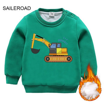 SAILEROAD 2022 Νέα φθινοπωρινά ρούχα για αγόρια Βαμβακερά εξωτερικά ενδύματα εκσκαφέας φλις μπλουζάκια Παιδικά κορίτσια Φούτερ με κουκούλα χειμώνα 2-7 ετών