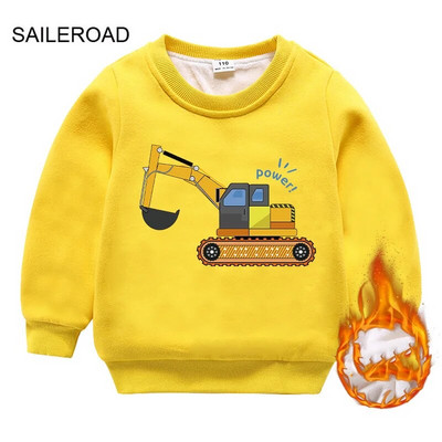 SAILEROAD 2022 jauns rudens zēnu apģērbs kokvilnas virsdrēbes ekskavators flīsa topi bērniem, meiteņu kapuce, džemperi, ziema 2–7 g.