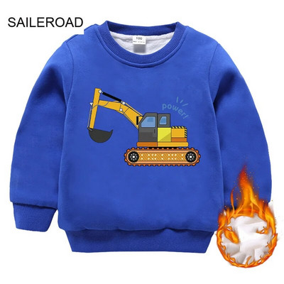SAILEROAD 2022 jauns rudens zēnu apģērbs kokvilnas virsdrēbes ekskavators flīsa topi bērniem, meiteņu kapuce, džemperi, ziema 2–7 g.