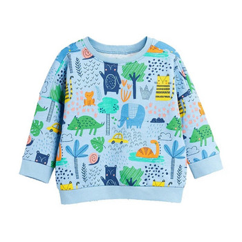 Нов есенен памучен детски свободен ежедневен суитшърт Бебешки пуловери за момчета и момичета, тийнейджърски детски щампи на динозаври Горнища с долнища