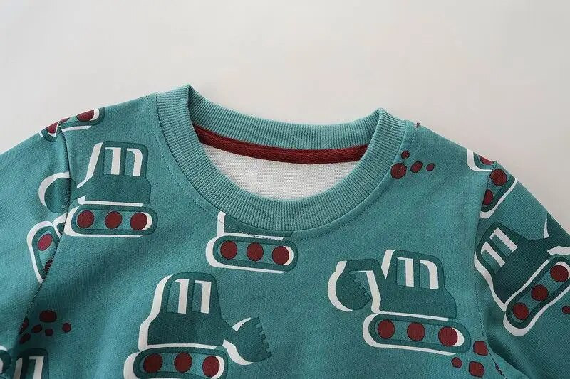 SAILEROAD Άνοιξη 2022 Νέα Αγόρια 2-7 ετών Αγόρια Ρούχα Βαμβακερά καρτούν εκσκαφέας Μπλουζάκια Κορίτσια Παιδικά Φούτερ με κουκούλα για νήπια