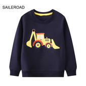 SAILEROAD 2023 Jauns rudens apģērbs Kokvilnas virsdrēbes Karikatūra Ekskavators Topi Bērniem Mazu bērnu džemperi 2–7 gadiem