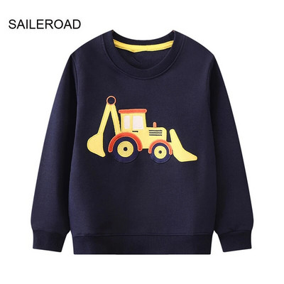 SAILEROAD 2023 Jauns rudens apģērbs Kokvilnas virsdrēbes Karikatūra Ekskavators Topi Bērniem Mazu bērnu džemperi 2–7 gadiem