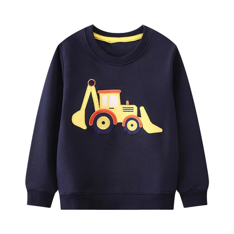 SAILEROAD 2023 Jauns rudens apģērbs Kokvilnas virsdrēbes Karikatūra Ekskavators Topi Bērniem Mazu bērnu džemperi 2–7 gadiem