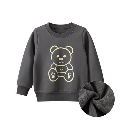 Cartoon Bear Hoodies Boys 2023 Winter New Warm Velvet παιδικό φούτερ Casual μακρυμάνικο πουλόβερ κορυφαία παιδική στολή