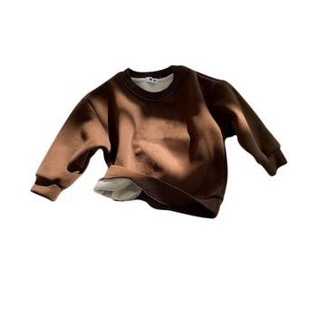 Детски плюшен пуловер 2023 Есен/Зима Момчета от една част от полар Празна културна риза Бебешко топло горнище Зима