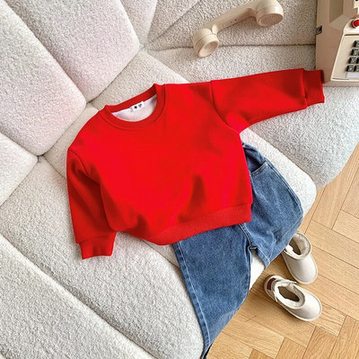 Bērnu plīša džemperis, 2023. gada rudens/ziemas zēnu viengabalains, flīsa, kultūras krekls, silts, ziemas krekls