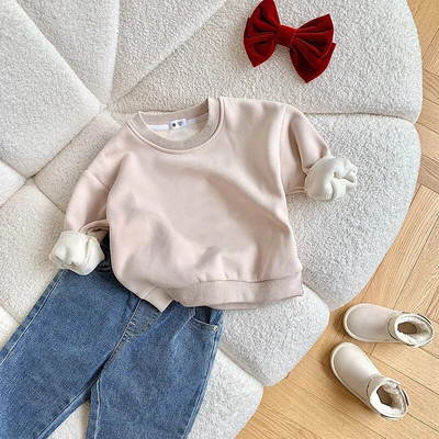 Bērnu plīša džemperis, 2023. gada rudens/ziemas zēnu viengabalains, flīsa, kultūras krekls, silts, ziemas krekls