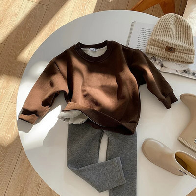 Bērnu plīša džemperis, 2023. gada rudens/ziemas zēnu viengabalains, flīsa, kultūras krekls, silts, ziemas krekls