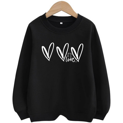 It`s Love Kids Φούτερ στάμπα Φθινοπωρινή Slim Fit Elastic Fabrics Boys and Girls Crew Lack Black Φούτερ για παιδιά