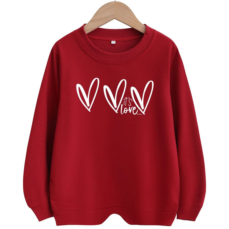 It`s Love Kids Φούτερ στάμπα Φθινοπωρινή Slim Fit Elastic Fabrics Boys and Girls Crew Lack Black Φούτερ για παιδιά