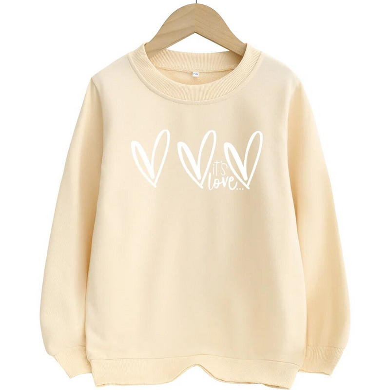 It`s Love Kids Φούτερ στάμπα Φθινοπωρινή Slim Fit Elastic Fabrics Boys and Girls Crew Lack Black Φούτερ για παιδιά