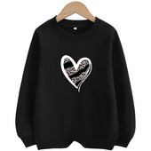 Ikdienas mīlestības džemperis ar apaļu apkakli meitenēm koledžas stila modes daudzpusīgs džemperis bērniem ar apaļu kaklu