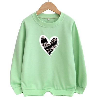 Ikdienas mīlestības džemperis ar apaļu apkakli meitenēm koledžas stila modes daudzpusīgs džemperis bērniem ar apaļu kaklu