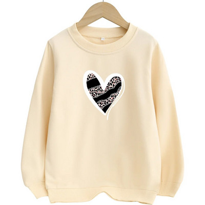 Ikdienas mīlestības džemperis ar apaļu apkakli meitenēm koledžas stila modes daudzpusīgs džemperis bērniem ar apaļu kaklu