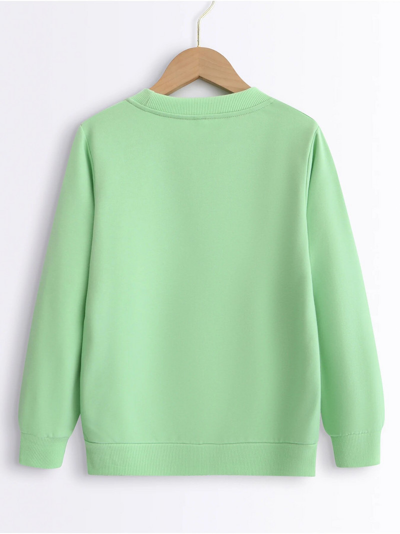 Ikdienas mīlestības džemperis ar apaļu apkakli meitenēm koledžas stila modes daudzpusīgs džemperis bērniem ar apaļu kaklu