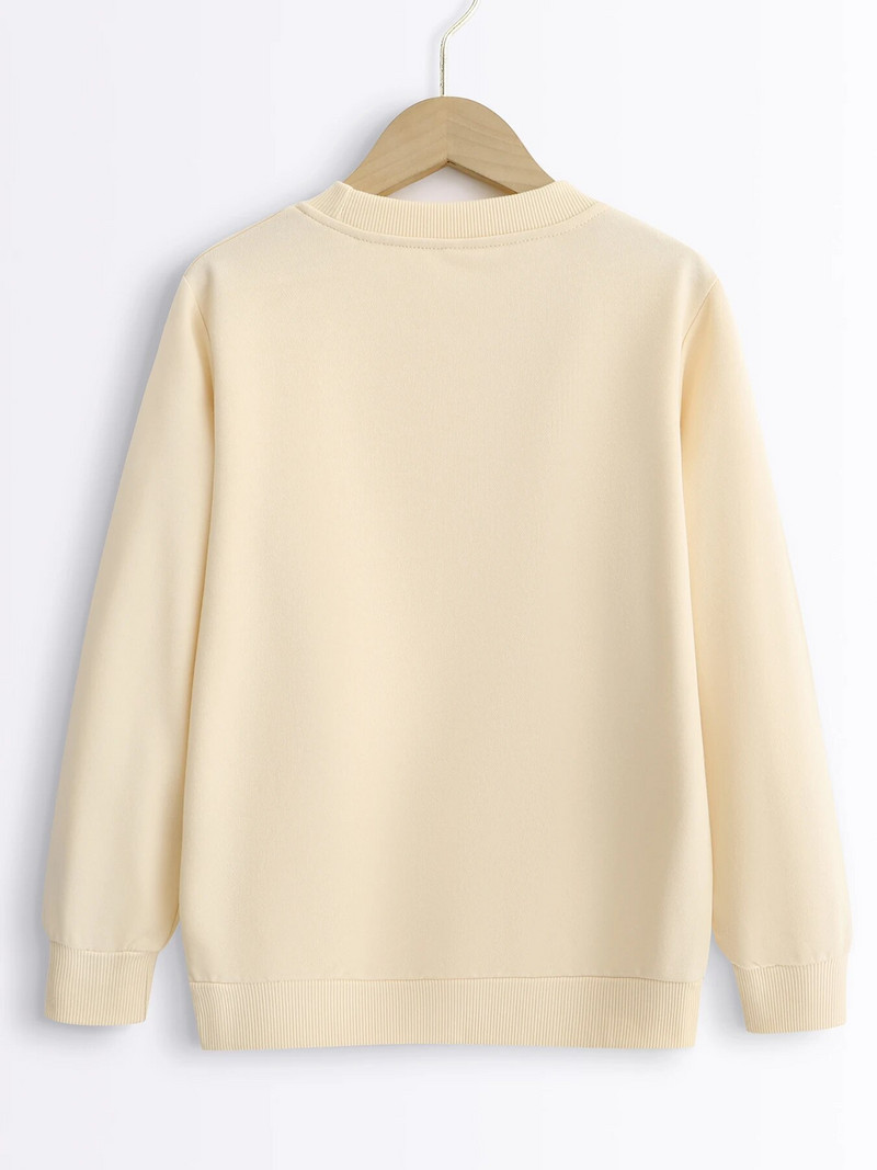 Ikdienas mīlestības džemperis ar apaļu apkakli meitenēm koledžas stila modes daudzpusīgs džemperis bērniem ar apaļu kaklu