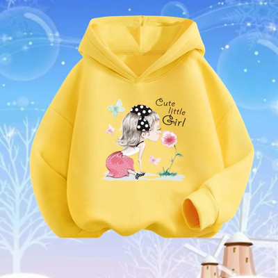 Rozā sirds ziedu apdrukas kapuces meitenēm ar garām piedurknēm džemperis, brīvs džemperis pavasara rudens kokvilnas pamata modes apģērbi