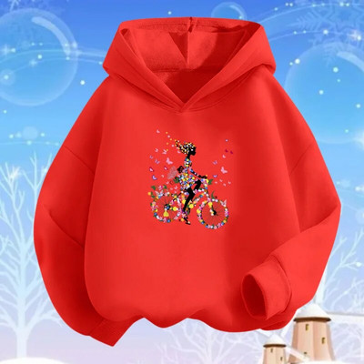 Rozā sirds ziedu apdrukas kapuces meitenēm ar garām piedurknēm džemperis, brīvs džemperis pavasara rudens kokvilnas pamata modes apģērbi