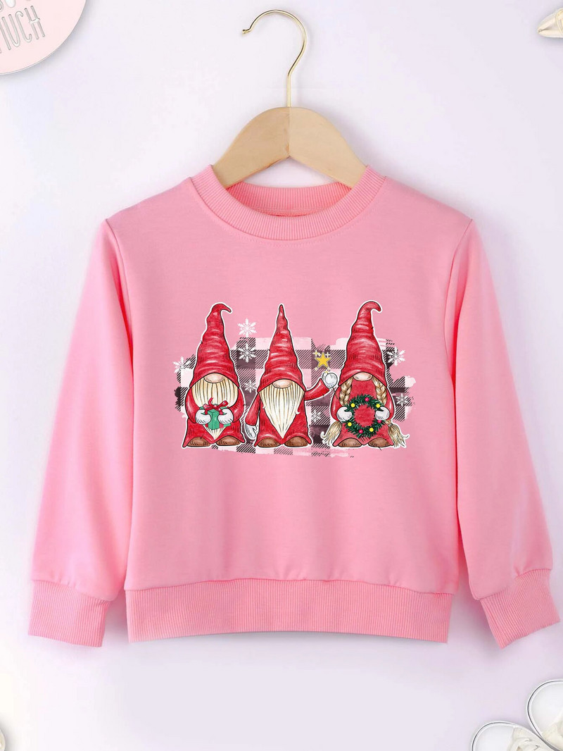 Ziemassvētku rūķu apdrukas džemperis Forša džempera apdruka New Seasons Unisex garām piedurknēm Ērts Ziemassvētku stils