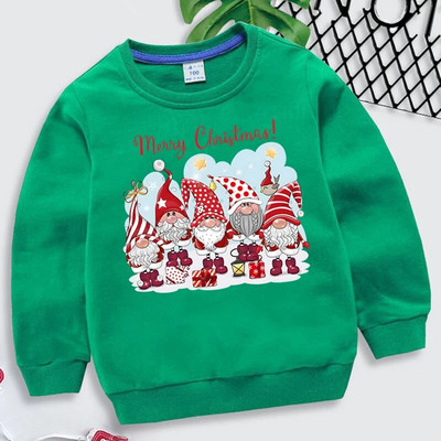 Ziemassvētku bērnu kapucis multfilma Rūķi Ziemassvētku pulovers meitenēm ar garām piedurknēm ielas apģērbs Kawaii zēnu apģērbi Priecīgus Ziemassvētku džemperis