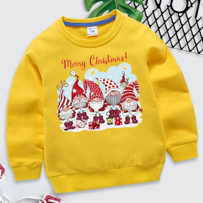 Ziemassvētku bērnu kapucis multfilma Rūķi Ziemassvētku pulovers meitenēm ar garām piedurknēm ielas apģērbs Kawaii zēnu apģērbi Priecīgus Ziemassvētku džemperis