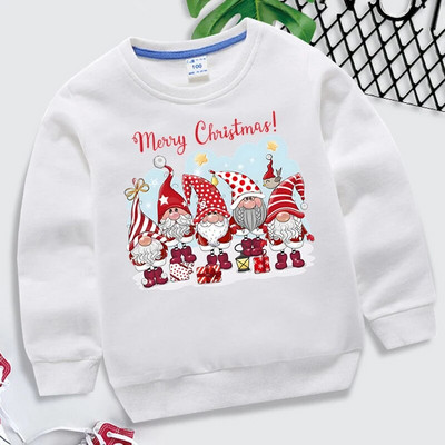 Ziemassvētku bērnu kapucis multfilma Rūķi Ziemassvētku pulovers meitenēm ar garām piedurknēm ielas apģērbs Kawaii zēnu apģērbi Priecīgus Ziemassvētku džemperis