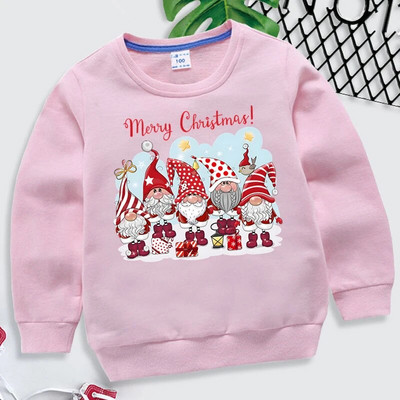 Ziemassvētku bērnu kapucis multfilma Rūķi Ziemassvētku pulovers meitenēm ar garām piedurknēm ielas apģērbs Kawaii zēnu apģērbi Priecīgus Ziemassvētku džemperis