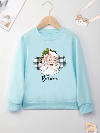 Ziemassvētku vecīša galvas apdrukas džemperis Forša džempera apdruka New Seasons Unisex garām piedurknēm ērts Ziemassvētku stils