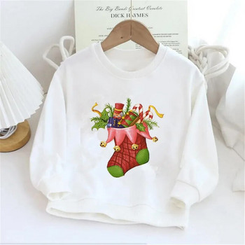 Модни бебешки суичъри Merry Christmas Graphic Harajuku Child Hoodless All-match Trend Top