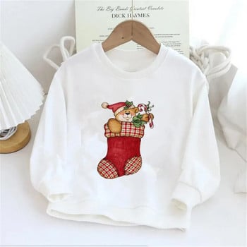 Модни бебешки суичъри Merry Christmas Graphic Harajuku Child Hoodless All-match Trend Top