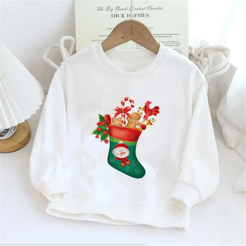 Modes, priecīgus Ziemassvētkus, bērnu džemperi Grafiski Harajuku Child bez kapuces Visiem atbilstošām tendencēm