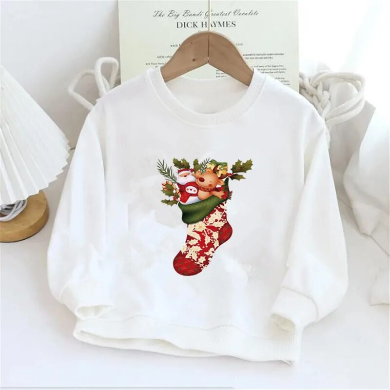 Modes, priecīgus Ziemassvētkus, bērnu džemperi Grafiski Harajuku Child bez kapuces Visiem atbilstošām tendencēm